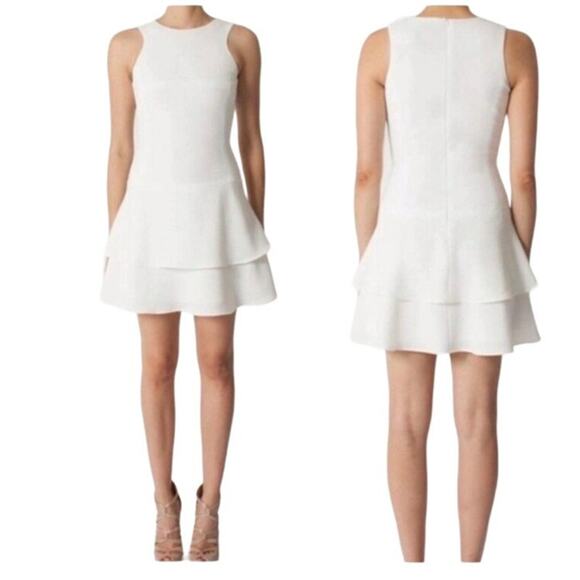 Black Halo Dresses & Skirts - Black Halo white ruffled sleeveless mini  Cheryle dress size 0